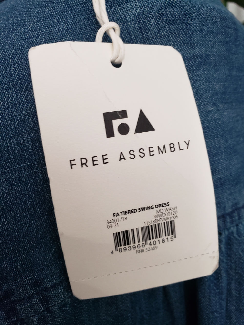Free Assembly Relaxed Blue Denim-Style Long Sleeve Tunic Dress Size XXL - Picture 5 of 11